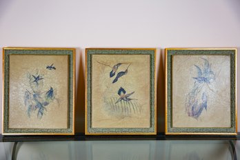 Three Decorated Bird Panels From Kinder And Harris 'Whistling Wings VI'