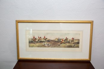 Two Vintage Hunt Scene Prints Framed & Matted