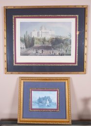 A Pair Of 18th Century Style Prints In Custom Gold Frames