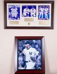 A Pair Of Yankees Memorabilia Pictures With Custom Wooden Frames