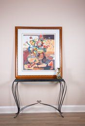 Floral Still Life Lithograph By B Comy In Custom Frame