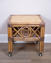 A Marble Veneered Wooden Bamboo Table