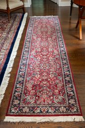 Red Ground Floral Pattern Hand Knotted Runner