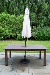 Outdoor Teak Potterybarn Dining Table And Umbrella