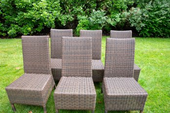 Six All Weather Wicker Chairs