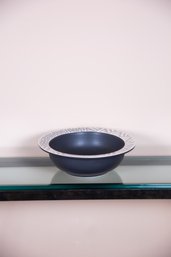 Black Stoneware Bowl With White And Grey Design Rim By Treasure Craft