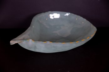 Art Glass Oyster Shaped Bowl With Gilt Detail