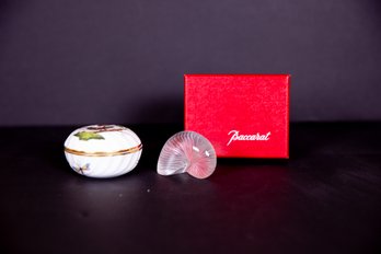 Baccarat And Herend Covered Box And Paperweight