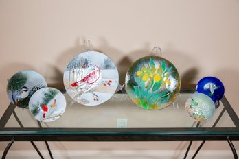 A Set Of Six Enamel  Ceramic Plates By  Norman And Judith Brumm