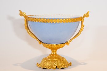 Kahla Germany Porcelain Center Bowl In Gilt Metal Stand