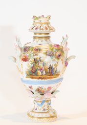 KPM Lidded Urn With Floral Applique