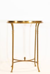 Oval Beveled Glass & Brass Side Table