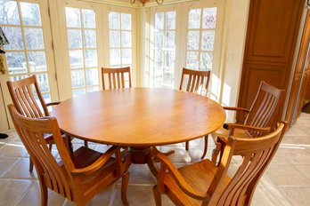 Round African Hardwood Kitchen Pedestal Table, Clearlake Furniture