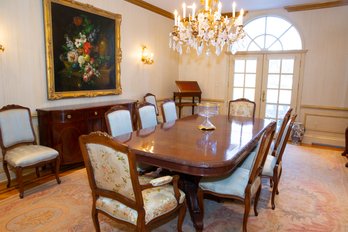 Greenbaum's Double Pedestal Carved Mahogany Banquet Table