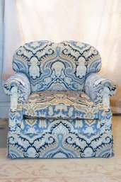 Gorgeous Paisley Upholstered Rolled Arm Swivel Club Chair (1 Of 2)