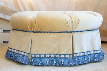 Champagne Mohair Tufted Ottoman