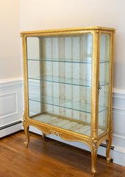 Elegant Louis XV Style Gilt Wood French Vitrine With Side Doors