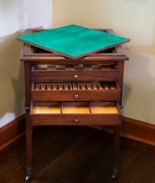 Inlaid Side Table With Game Board Drawers