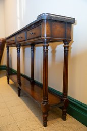 Theodore Alexander Stained Hardwood Console Table With Brass Gallery