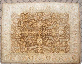 Floral & Leaf Pattern Wool Pile Rug Labeled 'orient Express'