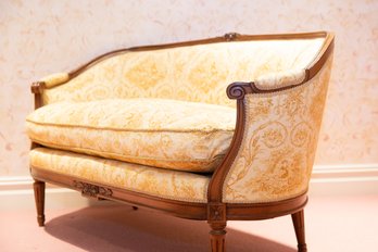 Louis XVI Style Settee In Hunting Toile Upholstery Greenbaum's Label