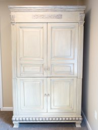 A White Painted Two Cabinet TV Armoire