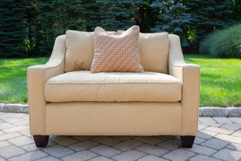 A Yellow Upholstered Seat And A Half Sofa