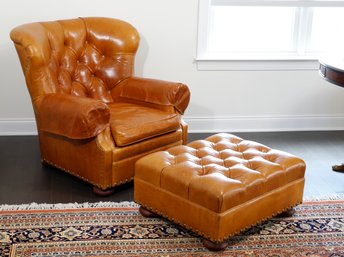 Tufted Leather Chair & Ottoman