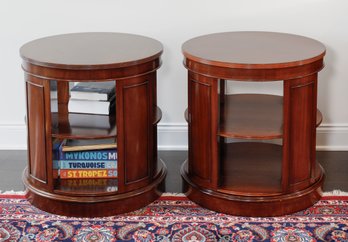 Pair Of Mahogany Drum Library Tables