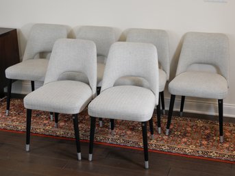 Set Of 6 Adriana Hoyas Herringbone Upholstered Side Chairs