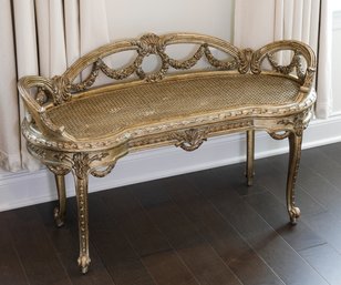 Louis XV-style Carved Silver Giltwood Window Bench