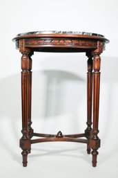 A Marble Top And Walnut Lamp Table