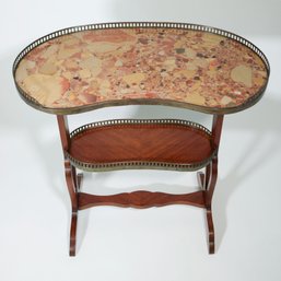 Mahogany Side Table  With Breche D'Alep Marble Top