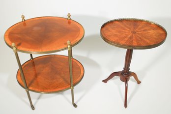 Two Vintage Marquetry Occasional Tables