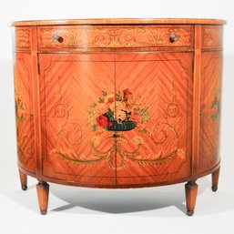 A Hand Painted Edwardian-style Demi - Lune Cabinet