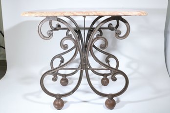 An Antique Iron And Granite Top French Baker's Table