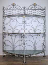 Large Fancy Painted  Iron Baker's Rack Marble Shelves