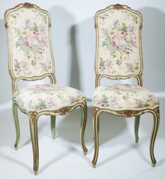 A Pair Of Painted Provincial Side Chairs