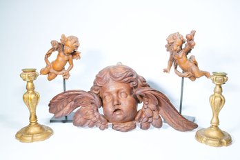 A Carved Wood Cherub Lot