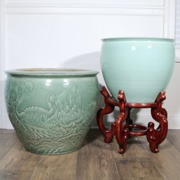 Two Chinese Fishbowl/Plant Stands