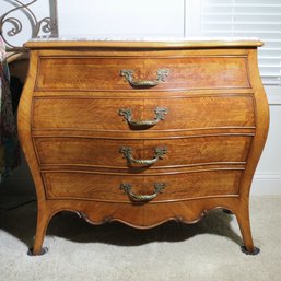 A Solid Exotic Wood Marble Top Four Drawer Commode