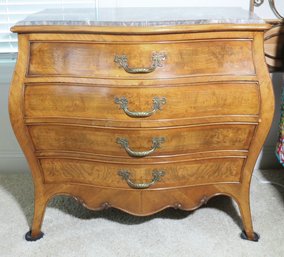 A Marble Top Exotic Wood Four Drawer Commode