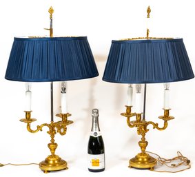 Pair Of Louis XV-style Gilt Bronze Bouillotte Lamps