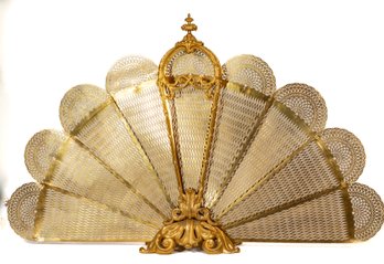 Napoleon III-style Gilt Brass Folding Fan Firescreen