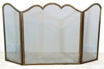 Brass & Iron Tri-Fold Firescreen