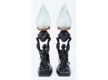 Pair Of La Belle SpecialtyJoan Of Arc Metal Table Lamps