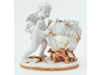 Antique German Porcelain Cherub Vase