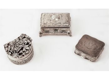 Three (3) Miniature Silver Boxes