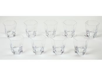 Set Of Nine (9) Tiffany & Co Crystal Frank Lloyd Wright Design Old Fashioned Glasses