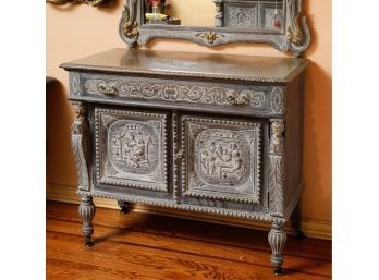 An Antique Jacobean Revival Cerused Oak Server